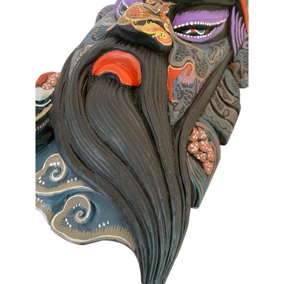 Handcrafted Chinese Guan Gong Yu Warrior Mask Wall Art Decor 16"x9" I10724 - Picture 6 of 9